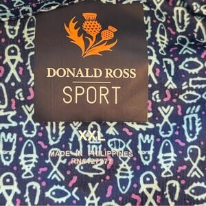 Donald Ross Fergus Fish Print UPF50 Golf Polo - Sport Fit Blue Purple | Size XXL